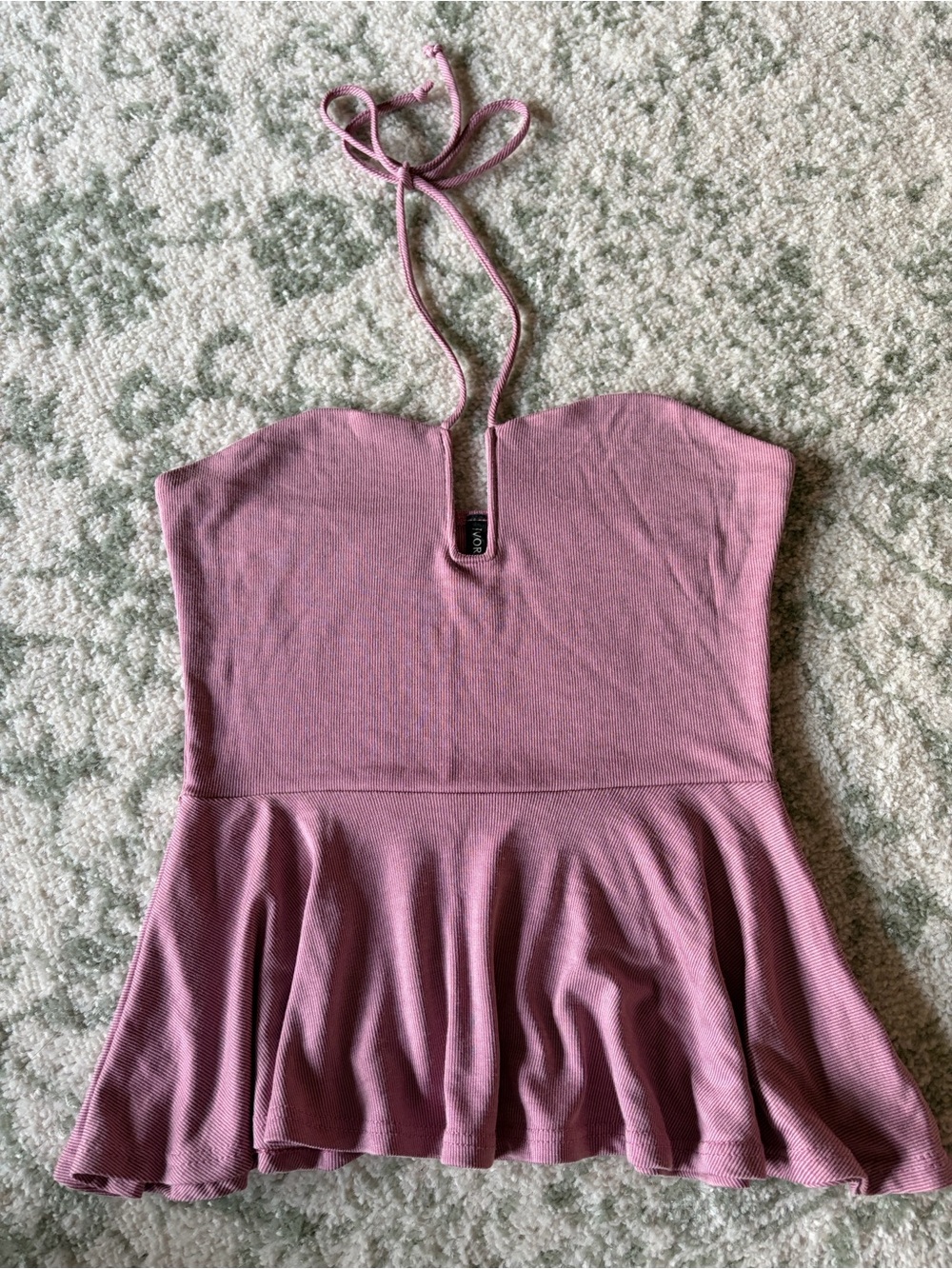 Ivory Love Mauve Halter Peplum Tank Top